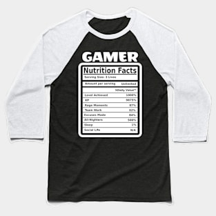 Gamer Nutrition Label Baseball T-Shirt